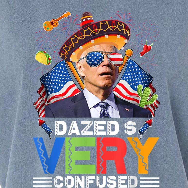 Biden Dazed And Very Confused Funny Anti Biden 4th Of July Garment-Dyed Women's Muscle Tee