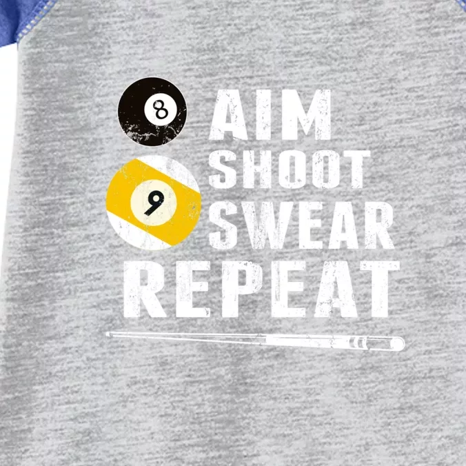 Billiards Dad Aim Shoot Swear Repeat Billiards Gift For Father's Day Infant Baby Jersey Bodysuit