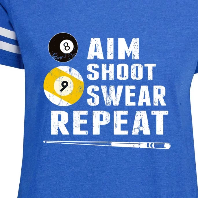 Billiards Dad Aim Shoot Swear Repeat Billiards Gift For Father's Day Enza Ladies Jersey Football T-Shirt