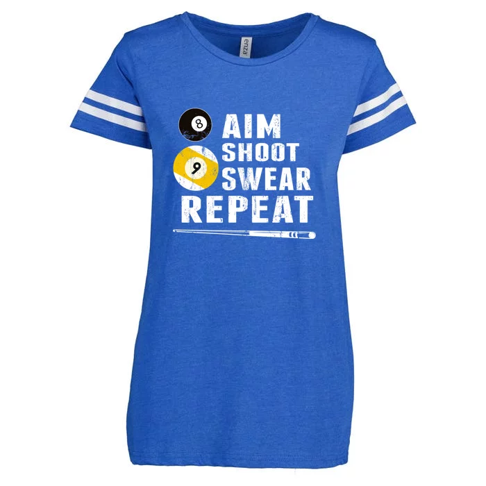 Billiards Dad Aim Shoot Swear Repeat Billiards Gift For Father's Day Enza Ladies Jersey Football T-Shirt