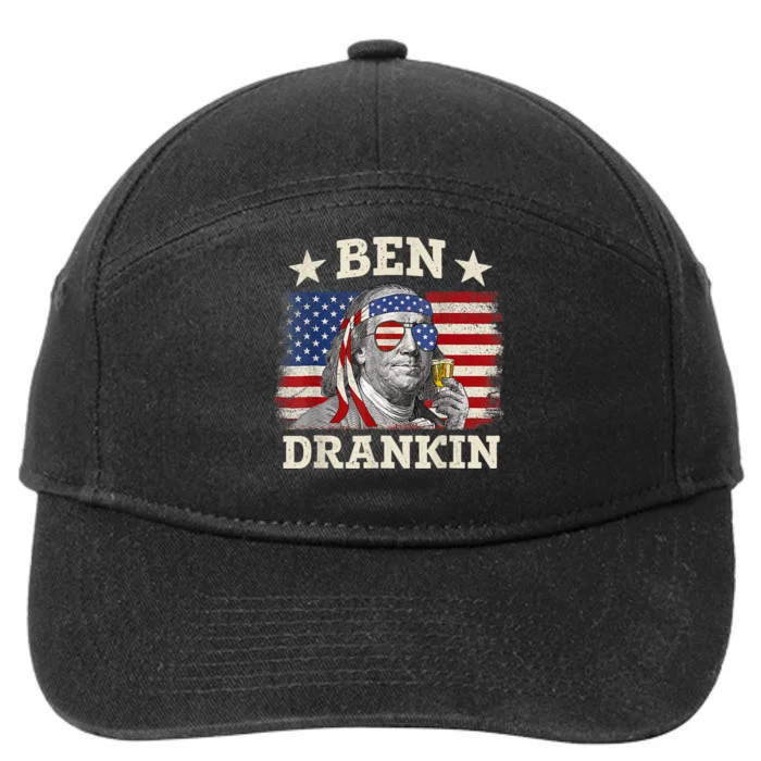 Ben Drankin Benjamin Franklin 4th Of July Funny Drinking 7-Panel Snapback Hat