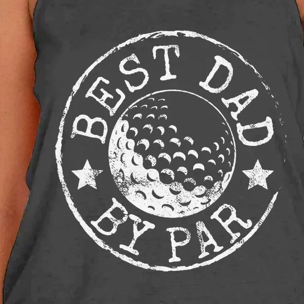 Best Dad By Par Daddy Lover Father's Day Golf Golfing Women's Knotted Racerback Tank