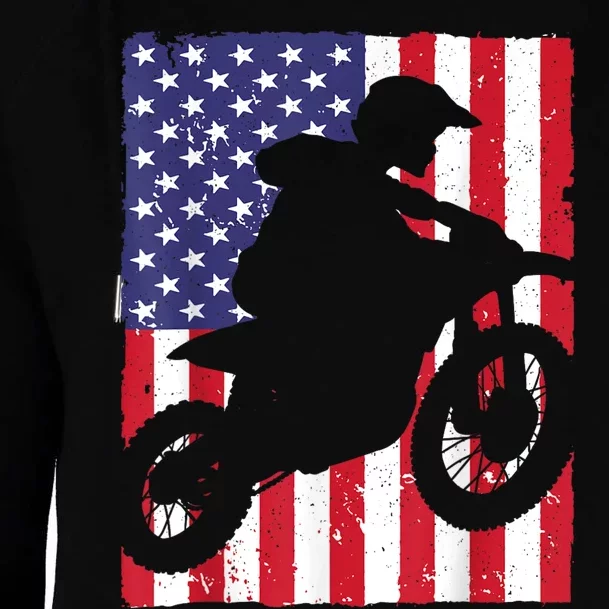 Best Dirt Bike For Men Dirtbike Racing US Flag Biker Womens Funnel Neck Pullover Hood