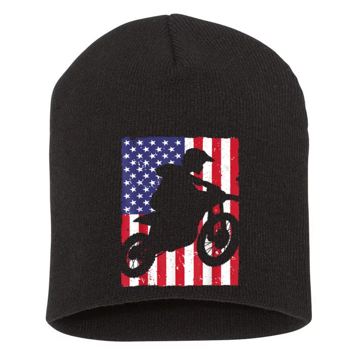 Best Dirt Bike For Men Dirtbike Racing US Flag Biker Short Acrylic Beanie