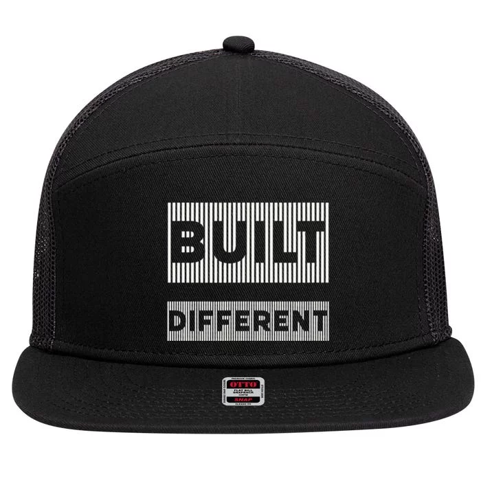 Built Different 7 Panel Mesh Trucker Snapback Hat