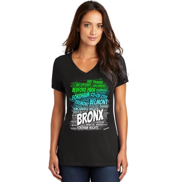 Boogie Down Bronx New York City Pride Map Area Like A Zoo Women's V-Neck T-Shirt