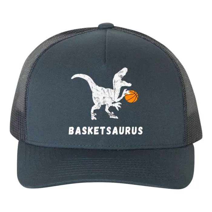 Basketball Dinosaur Baller T-rex Dino Playing Basketball Yupoong Adult 5-Panel Trucker Hat