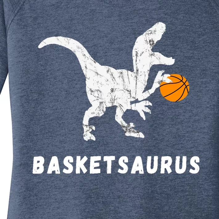 Basketball Dinosaur Baller T-rex Dino Playing Basketball Women's Perfect Tri Tunic Long Sleeve Shirt