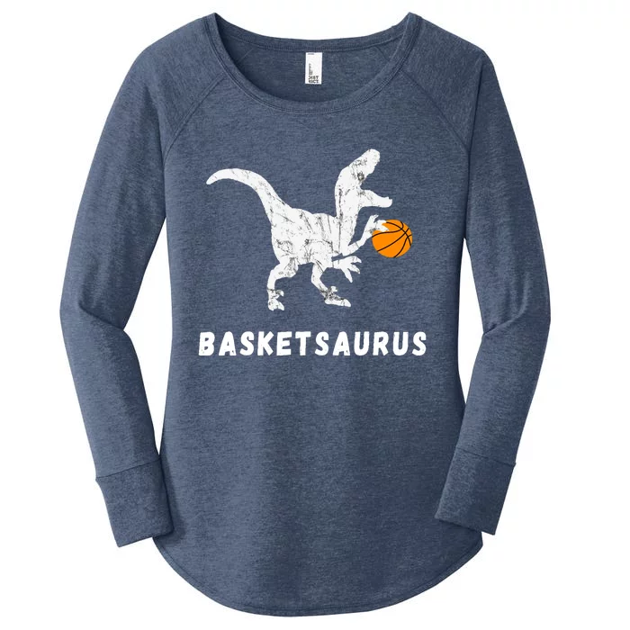 Basketball Dinosaur Baller T-rex Dino Playing Basketball Women's Perfect Tri Tunic Long Sleeve Shirt