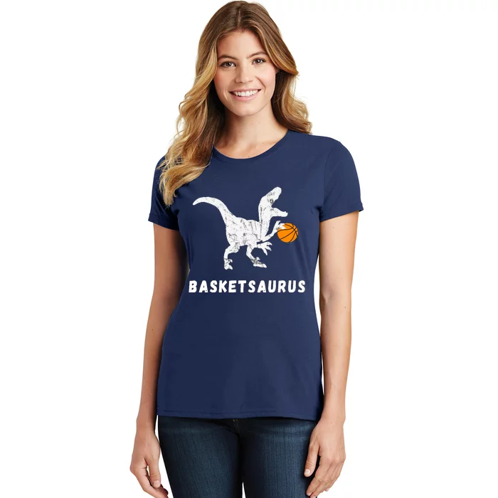 Basketball Dinosaur Baller T-rex Dino Playing Basketball Women's T-Shirt