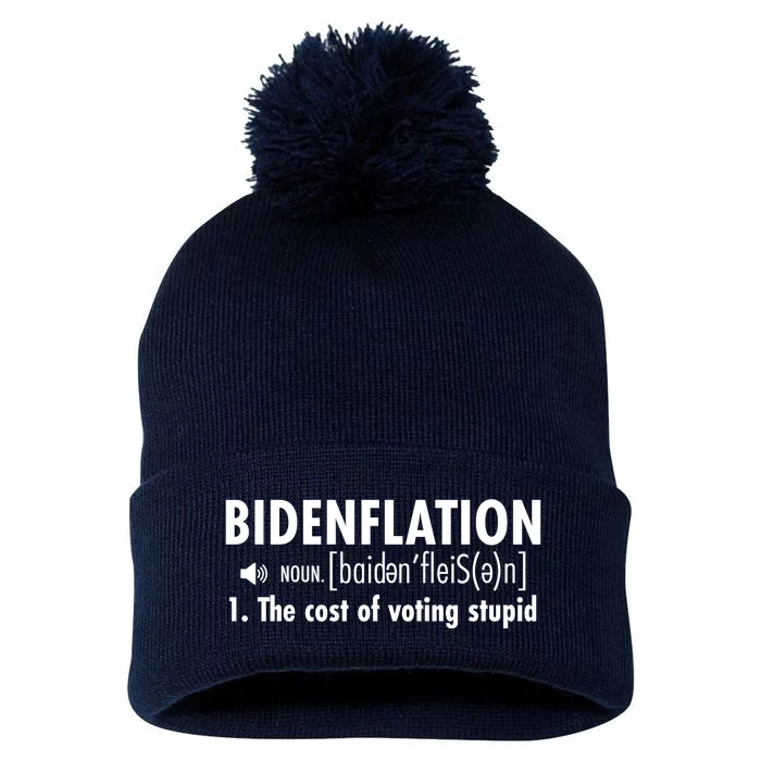 Bidenflation Definition Pom Pom 12in Knit Beanie