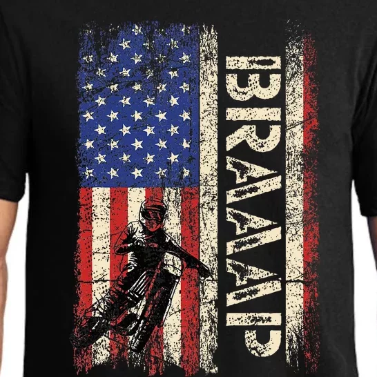 Braaap Dirt Bike USA American Flag Motocross Biker Pajama Set