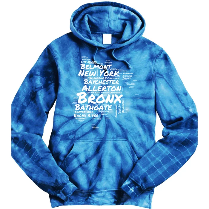 Boogie Down Bronx Neighborhoods Word Cloud Bronx New York Gift Tie Dye Hoodie