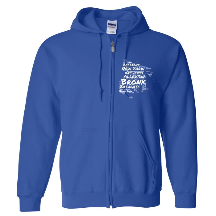 Boogie Down Bronx Neighborhoods Word Cloud Bronx New York Gift Full Zip Hoodie