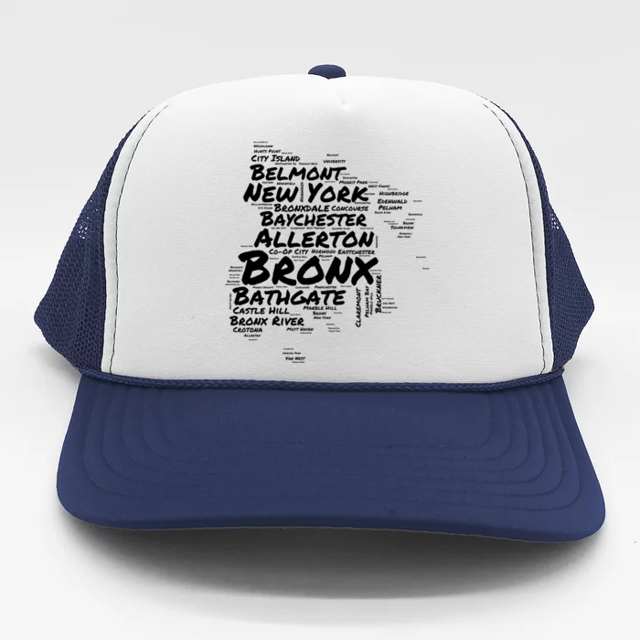 Boogie Down Bronx Neighborhoods Word Cloud Bronx New York Gift Trucker Hat