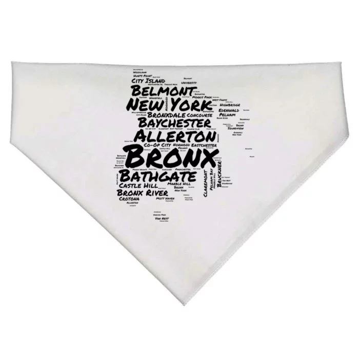 Boogie Down Bronx Neighborhoods Word Cloud Bronx New York Gift USA-Made Doggie Bandana