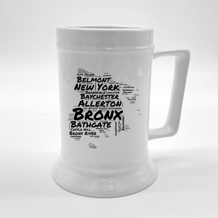 Boogie Down Bronx Neighborhoods Word Cloud Bronx New York Gift Front & Back Beer Stein