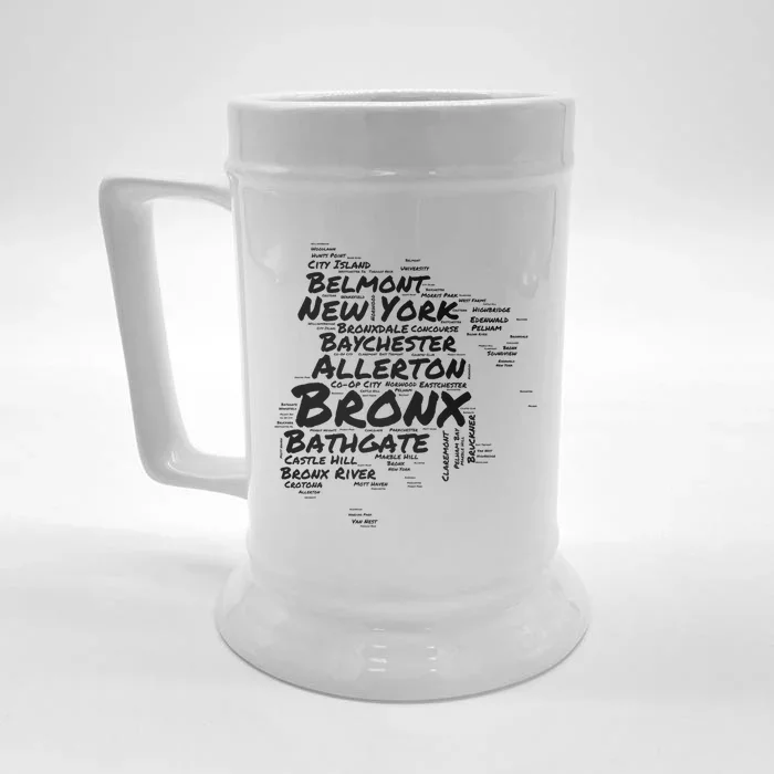 Boogie Down Bronx Neighborhoods Word Cloud Bronx New York Gift Front & Back Beer Stein