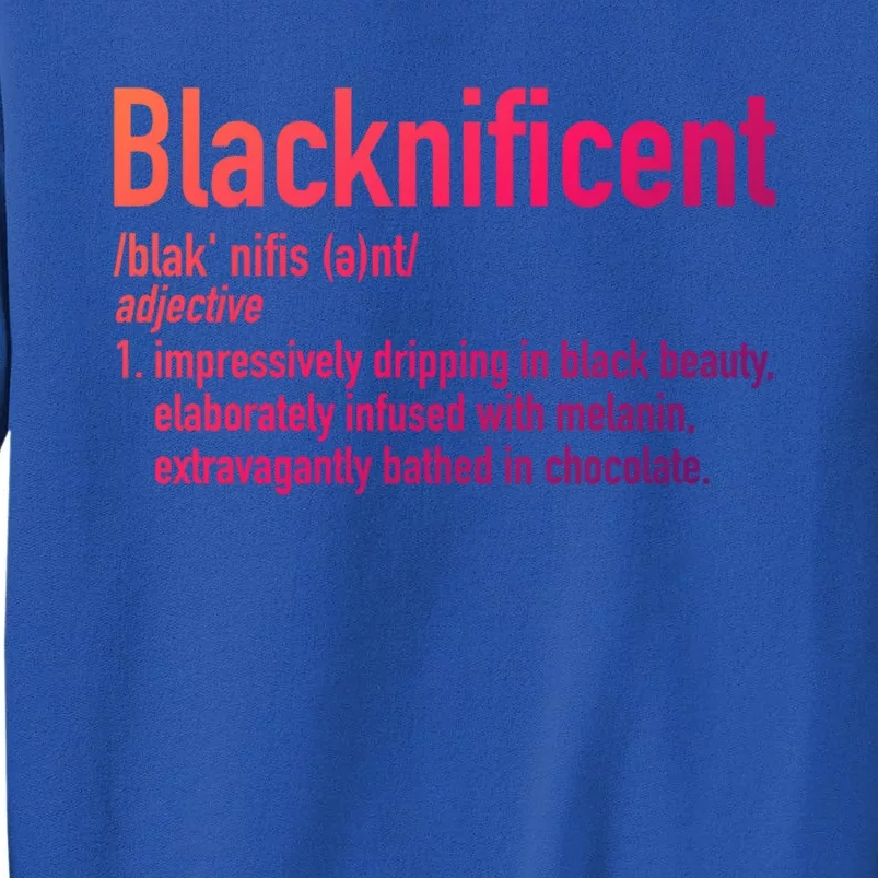 Blacknificent Definition Black History Black Pride Cool Gift Tall Sweatshirt