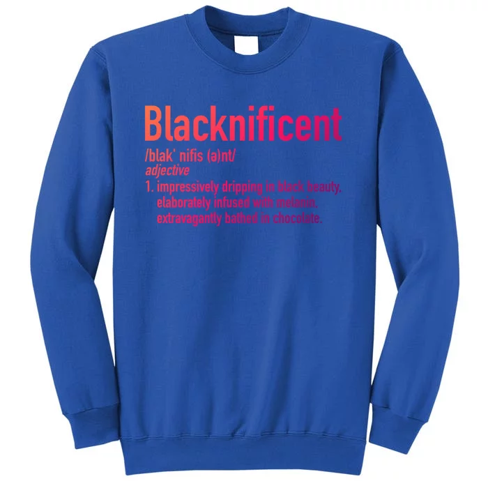 Blacknificent Definition Black History Black Pride Cool Gift Tall Sweatshirt