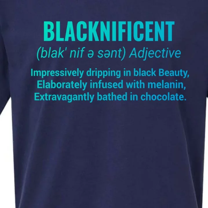 Blacknificent Definition Black Pride Saying Gift Sueded Cloud Jersey T-Shirt