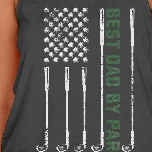 Best Dad By Par Daddy Gifts Golf Lover Golfer Fathers Day Women's Knotted Racerback Tank