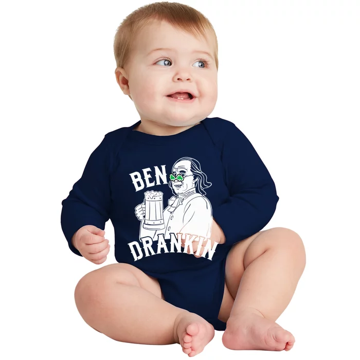 Ben Drankin Beer Happy St Patricks Day Costume Holiday Meaningful Gift Baby Long Sleeve Bodysuit