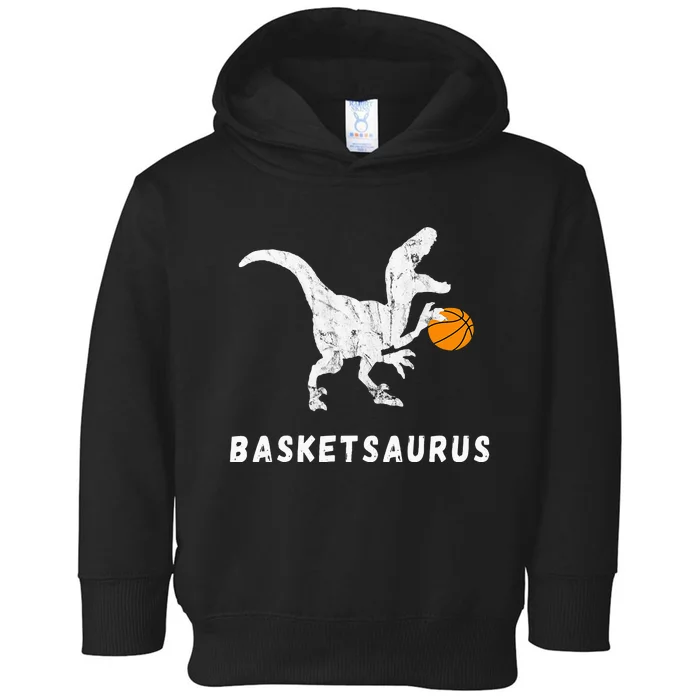 Basketball Dinosaur Baller T Rex Dino Playing Basketball Toddler Hoodie