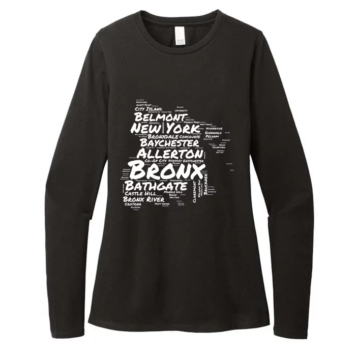 Boogie Down Bronx Neighborhoods Word Cloud Bronx New York Cute Gift Womens CVC Long Sleeve Shirt