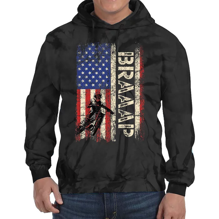 Braaap Dirt Bike Usa American Flag Motocross Biker Tie Dye Hoodie