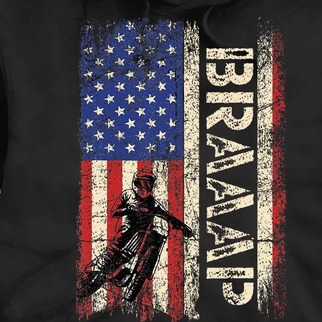 Braaap Dirt Bike Usa American Flag Motocross Biker Tie Dye Hoodie