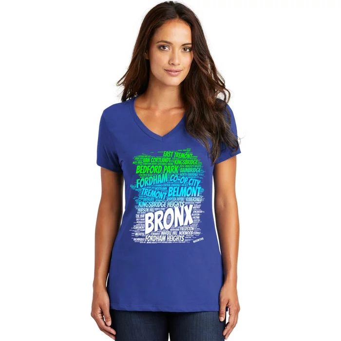 Boogie Down Bronx New York City Pride Map Area Like A Zoo Funny Gift Women's V-Neck T-Shirt