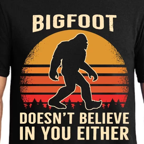 Bigfoot Doesnt Believe In You Either Bigfoot Sasquatch Retro Pajama Set