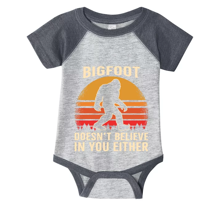 Bigfoot Doesnt Believe In You Either Bigfoot Sasquatch Retro Infant Baby Jersey Bodysuit