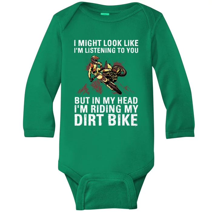 Best Dirt Bike Art For Men Women Motocross Dirt Bike Lover Baby Long Sleeve Bodysuit