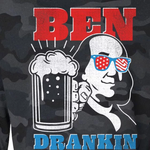 Ben Drankin Beer Mug Ben Franklin Patriotic Cool Gift Cropped Pullover Crew