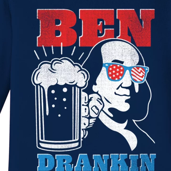 Ben Drankin Beer Mug Ben Franklin Patriotic Cool Gift Baby Long Sleeve Bodysuit