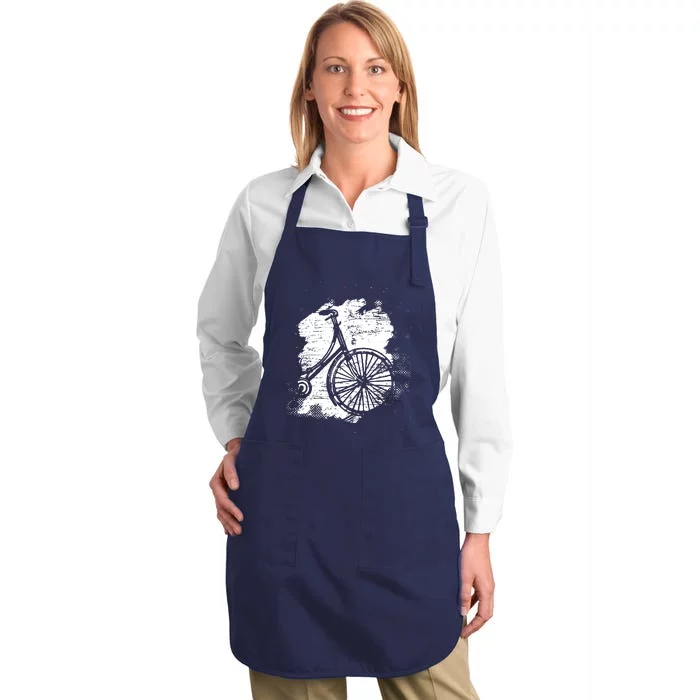 Bike Drawing Bicycle Full-Length Apron With Pocket