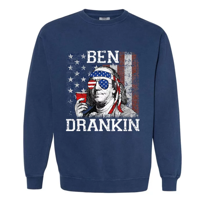 Ben Drankin Beer 4th of July Funny Patriotic USA Garment-Dyed Sweatshirt