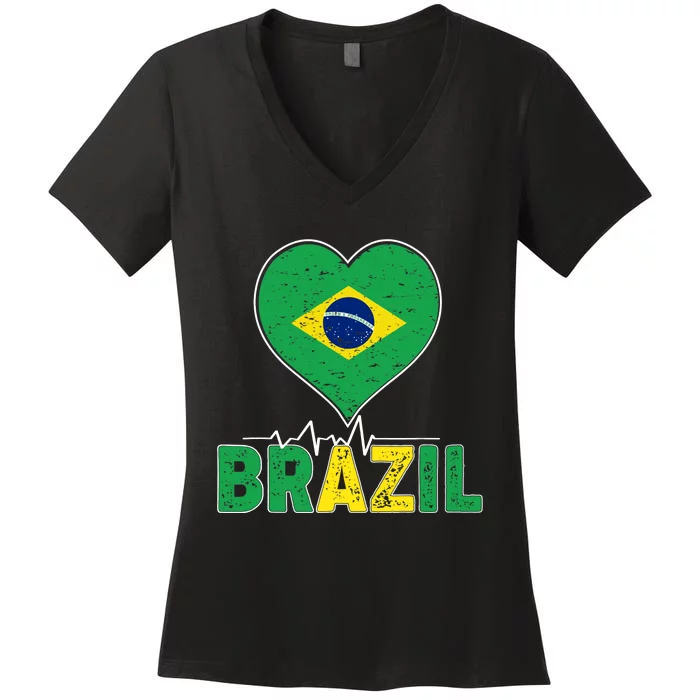 Brasil Design Brazilian Soccer Jerseys Outfits Brazil Soccer Women's V-Neck T-Shirt