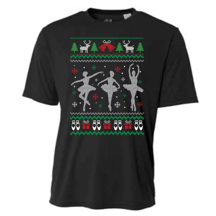 Ballet Dancer Ballerina Ugly Christmas Sweater Pointe Shoe Gift Cooling Performance Crew T-Shirt