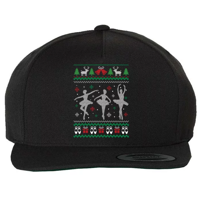 Ballet Dancer Ballerina Ugly Christmas Sweater Pointe Shoe Gift Wool Snapback Cap