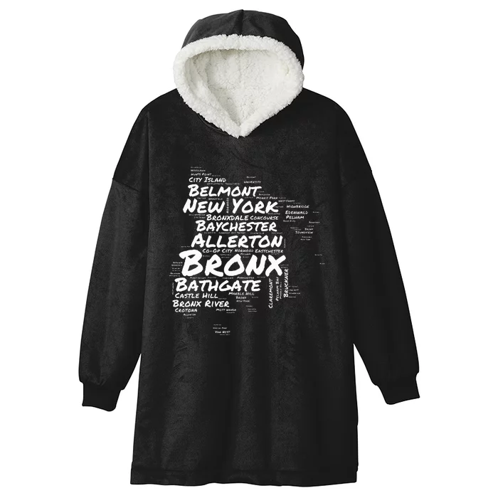 Boogie Down Bronx Neighborhoods Word Cloud Bronx New York Hooded Wearable Blanket