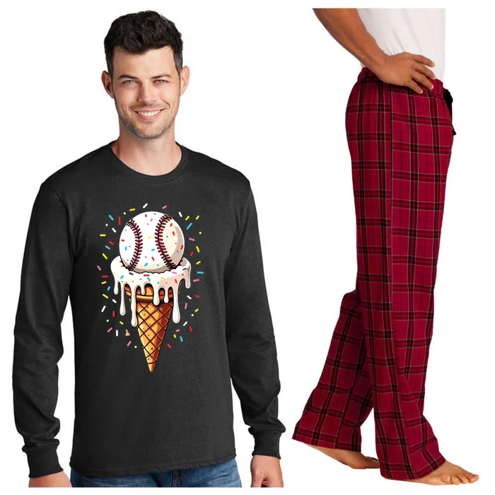 Baseball Drip Boy Ice Cream Cone Drip Baseball Long Sleeve Pajama Set