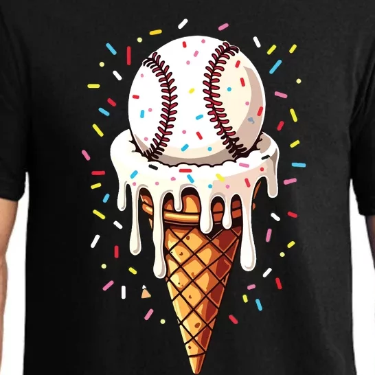 Baseball Drip Boy Ice Cream Cone Drip Baseball Pajama Set