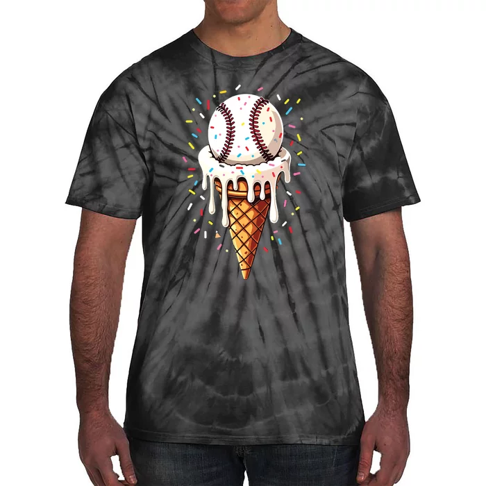 Baseball Drip Boy Ice Cream Cone Drip Baseball Tie-Dye T-Shirt