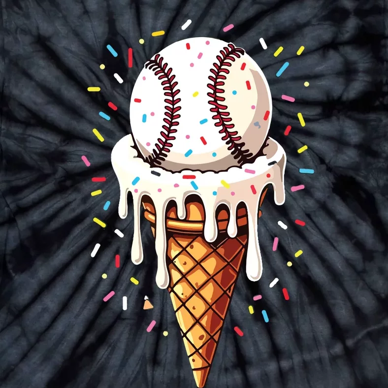 Baseball Drip Boy Ice Cream Cone Drip Baseball Tie-Dye T-Shirt