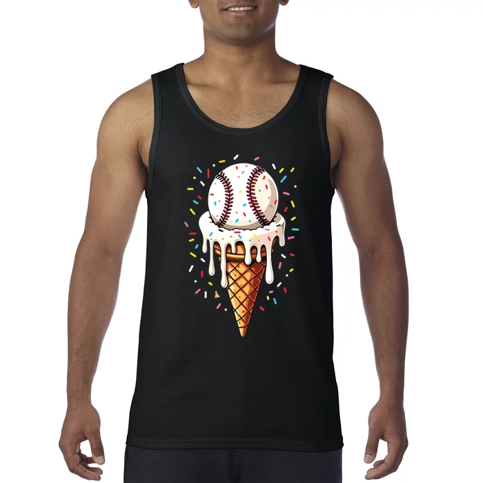 Baseball Drip Boy Ice Cream Cone Drip Baseball Tank Top