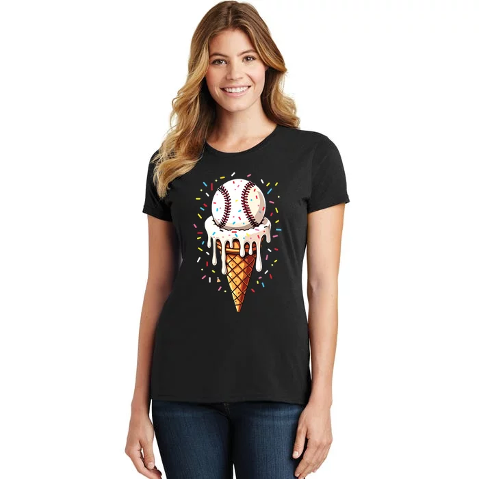 Baseball Drip Boy Ice Cream Cone Drip Baseball Women's T-Shirt