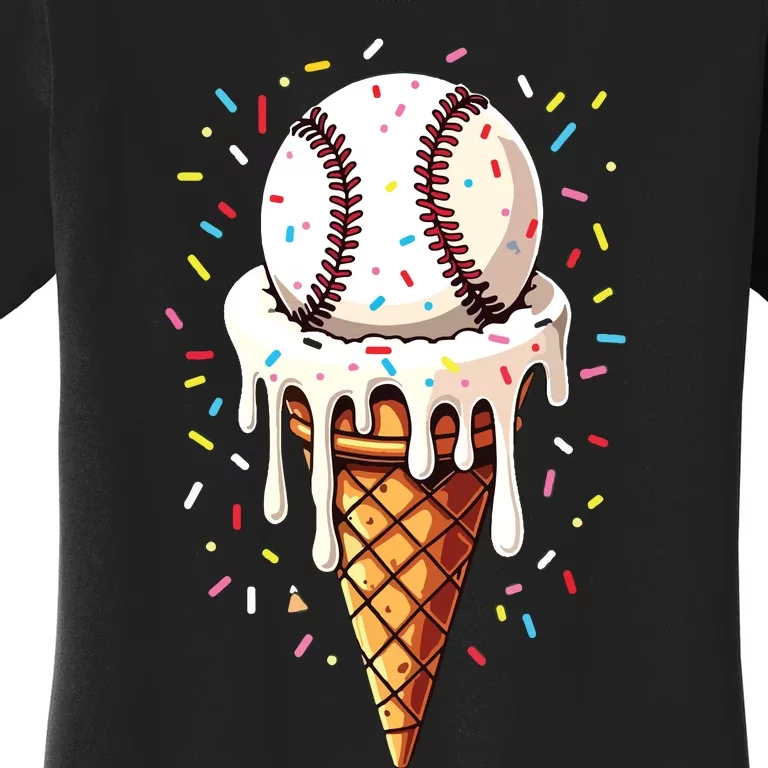 Baseball Drip Boy Ice Cream Cone Drip Baseball Women's T-Shirt